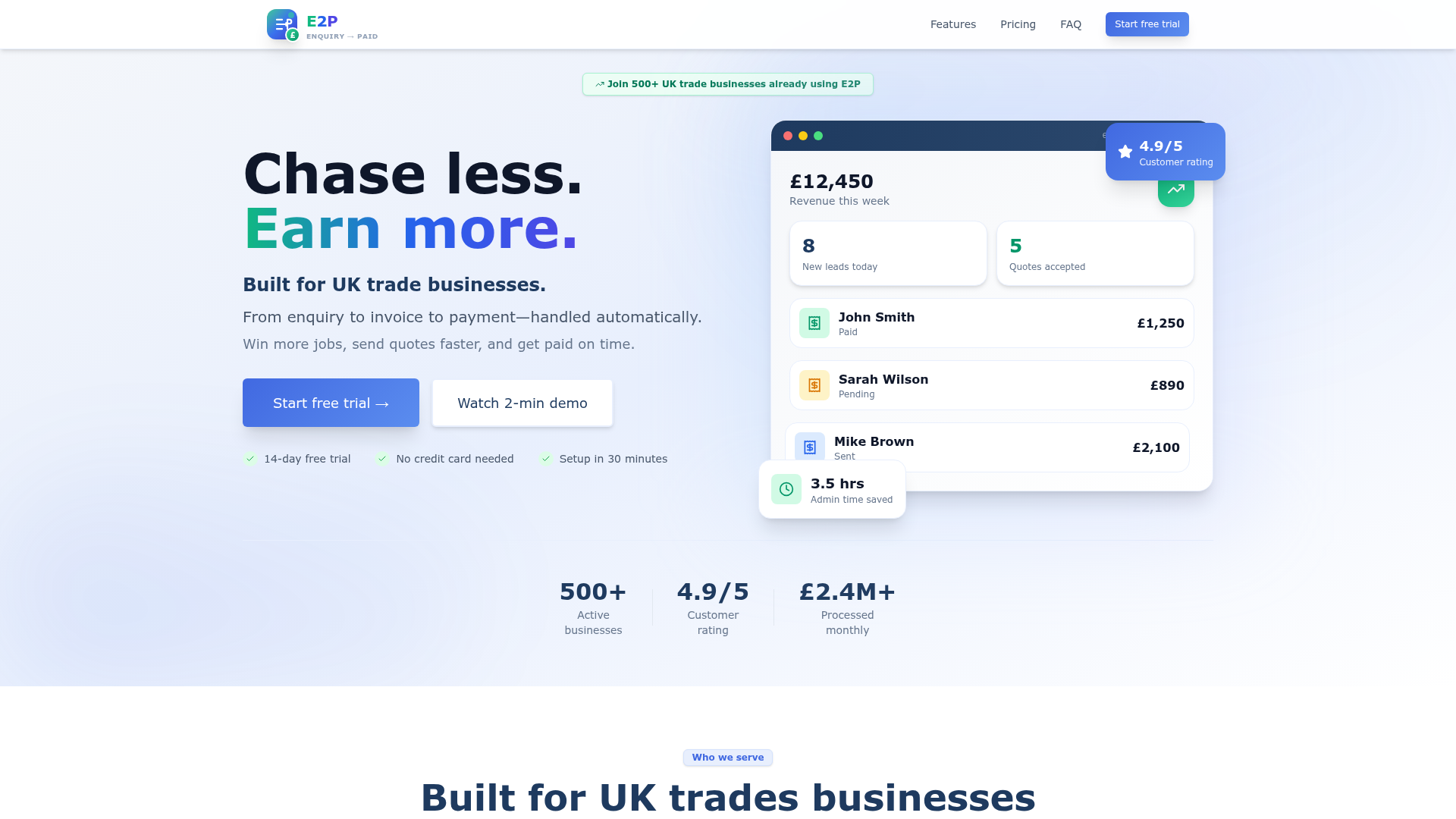 Enquiry2Paid website preview